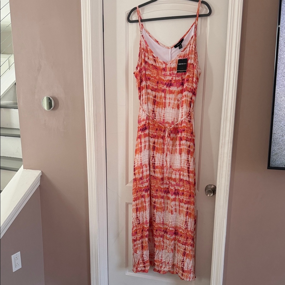 Forever 21 Orange and Pink Tie-Dye Maxi Dress